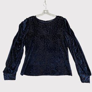 Y2k Eclair Velvet Burnout Blouse Womens Large Blue Babydoll Whimsigoth Fairy